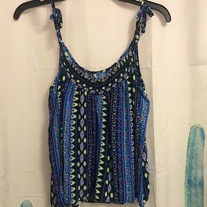 X-Small Hollister TankTop with Tie-up Straps. Blue/Pink/Mint